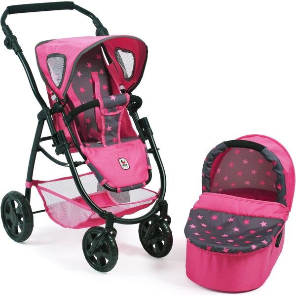 Bayer Chic 2000 Emotion 2 in 1 kombinierter Puppenwagen rosa Sterne