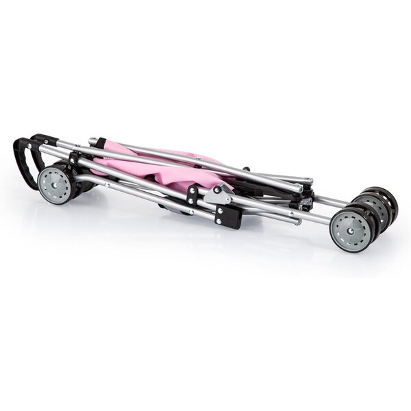 Zusammenklappbarer rosa Puppenwagen mit Doppelrädern – Bayer Design 55 cm