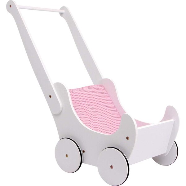 Weißer Kinderwagen aus Holz für Small Foot-Puppen – Spiel für Kinder ab 3 Jahren