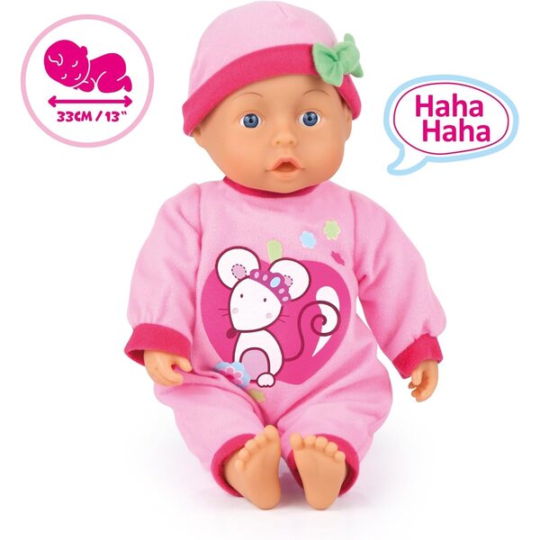 Bayer Design First Words Baby Rosa Puppe 33 cm mit 24 Babysprüchen und weichem Körper