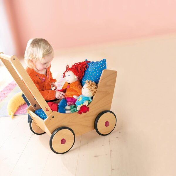 HABA Puppenwagen – Spielzeug-Kinderwagen für Kinder, Rosa