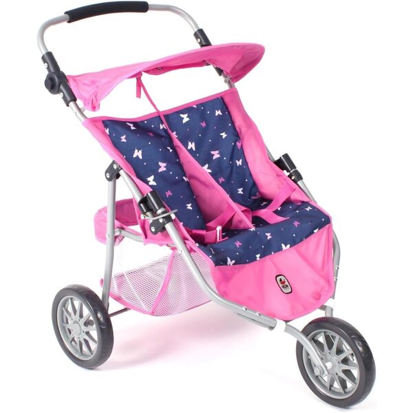 Bayer Chic 2000 3-Rad-Jogger-Kinderwagen für Puppen mit Fernglas und Schmetterlingsaufdruck
