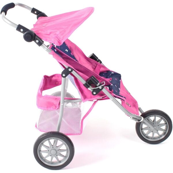 Bayer Chic 2000 3-Rad-Jogger-Kinderwagen für Puppen mit Fernglas und Schmetterlingsaufdruck