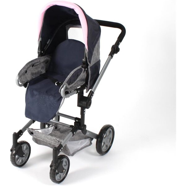 Bayer Chic 2000 Kombikinderwagen JARA grau dunkelblau für Puppen 3 in 1