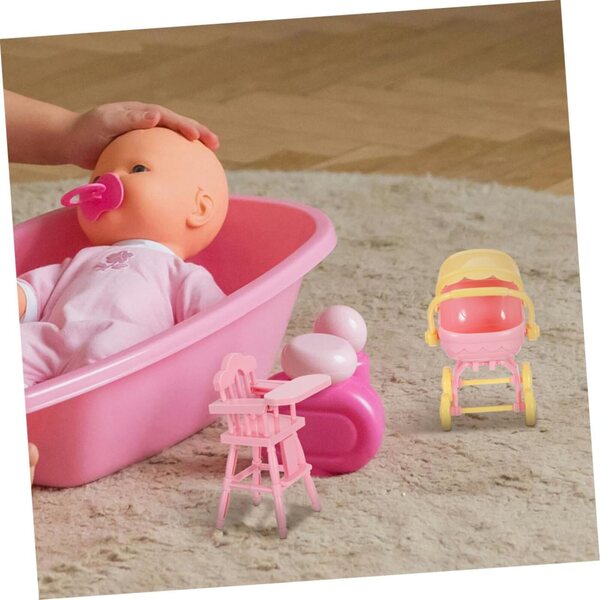Cabilock 2 Sets realistischer Miniatur-Kinderwagen und Hochstuhl für das Puppenhaus