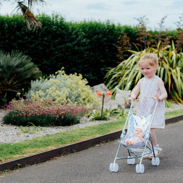 Roma Polly Regenschirm-Kinderwagen für Puppen mit glitzernden Stoffen und einfach zu falten