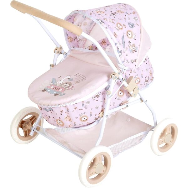 COLORBABY 2-in-1-Puppenwagen mit gepolstertem Griff und rosa Zubehör