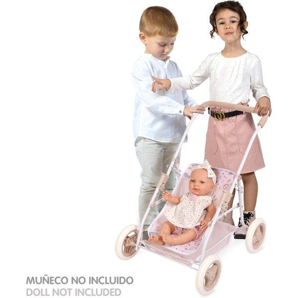COLORBABY 2-in-1-Puppenwagen mit gepolstertem Griff und rosa Zubehör