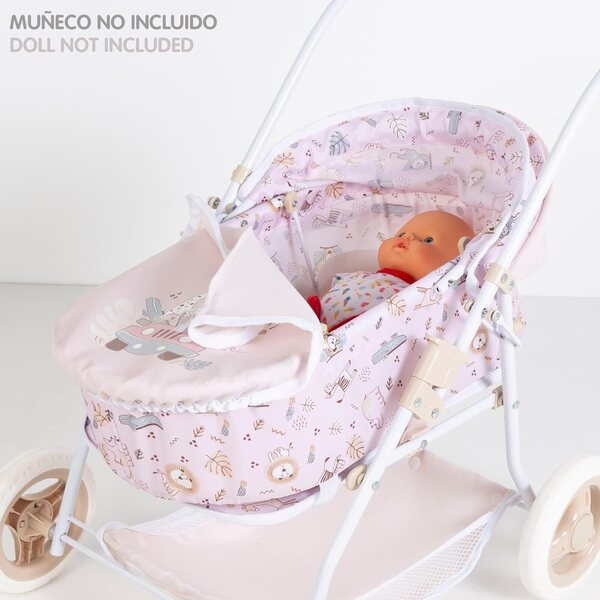 COLORBABY 2-in-1-Puppenwagen mit gepolstertem Griff und rosa Zubehör