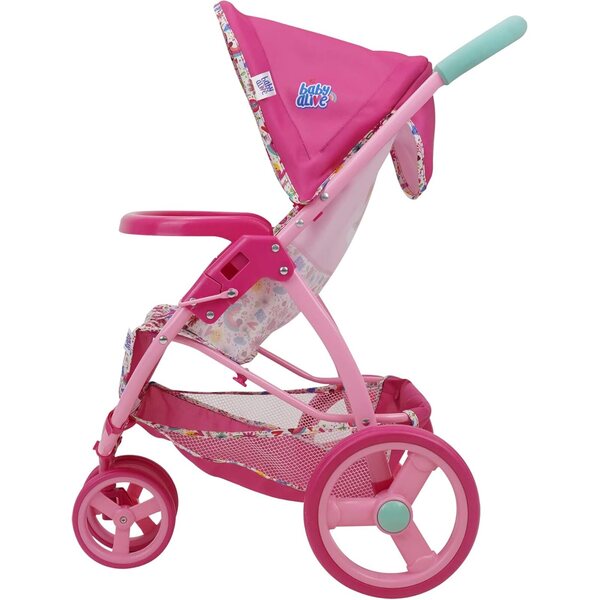Baby Alive Passeggino Jogging per Bambole fino a 60cm, Rosa con Motivo Arcobaleno