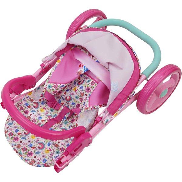 Baby Alive Passeggino Jogging per Bambole fino a 60cm, Rosa con Motivo Arcobaleno
