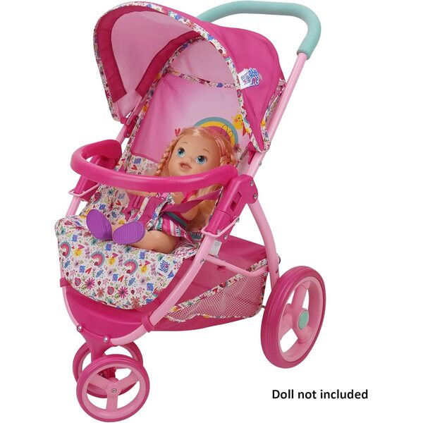 Baby Alive Passeggino Jogging per Bambole fino a 60cm, Rosa con Motivo Arcobaleno