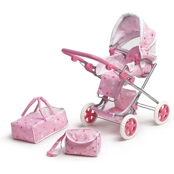 Trudi 64229 Großer Kinderwagen für Puppen 30-36 cm mit ergonomischem Griff