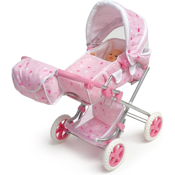 Trudi 64229 Großer Kinderwagen für Puppen 30-36 cm mit ergonomischem Griff