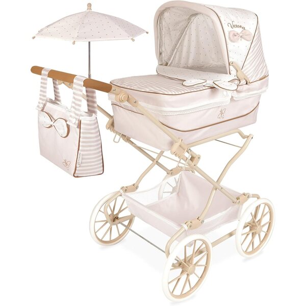 Verona DeCuevas faltbarer Kinderwagen für wiedergeborene Puppen mit Regenschirm und passender Tasche