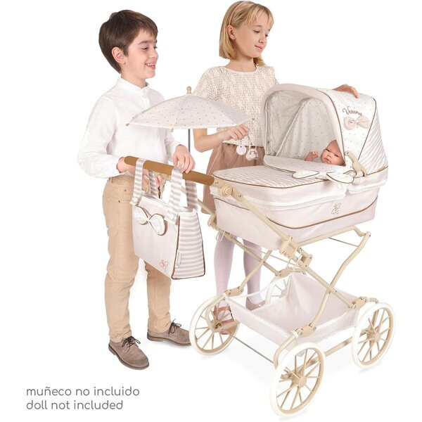 Verona DeCuevas faltbarer Kinderwagen für wiedergeborene Puppen mit Regenschirm und passender Tasche