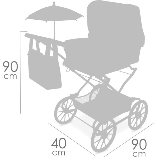 Verona DeCuevas faltbarer Kinderwagen für wiedergeborene Puppen mit Regenschirm und passender Tasche