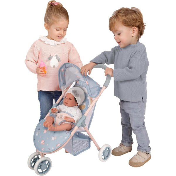 DeCuevas Toys Coco 2x1 Puppenwagen, drehbare Räder und ausziehbares Verdeck