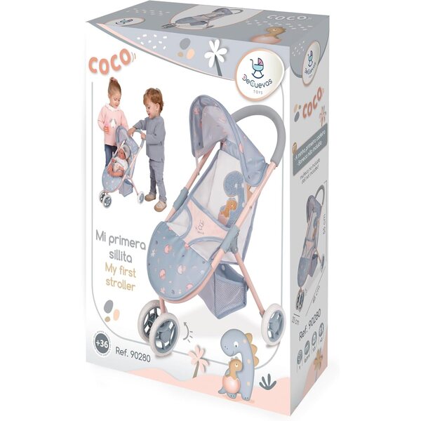 DeCuevas Toys Coco 2x1 Puppenwagen, drehbare Räder und ausziehbares Verdeck