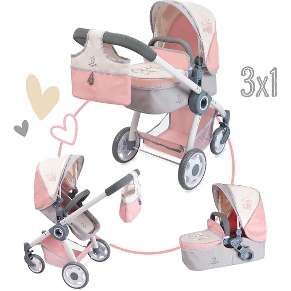 DeCuevas Funny 3x1 Puppenwagen mit Tragetasche und Tasche inklusive