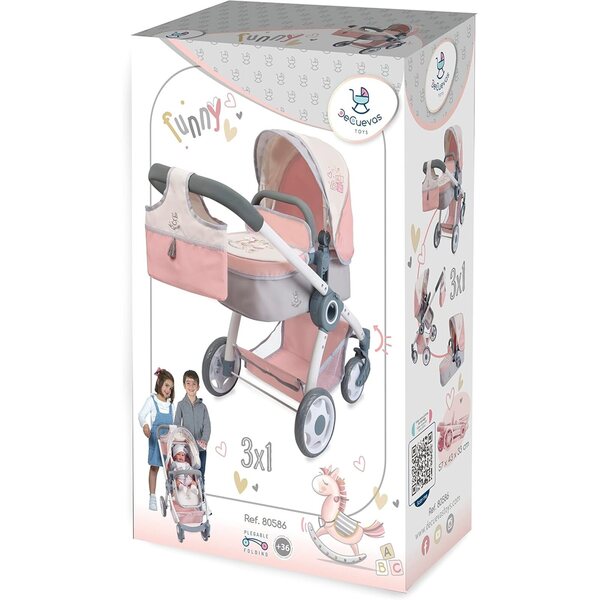 DeCuevas Funny 3x1 Puppenwagen mit Tragetasche und Tasche inklusive