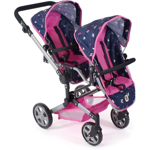 Bayer Chic 2000 Linus Duo Butterfly Navy Pink Zwillingspuppenwagen