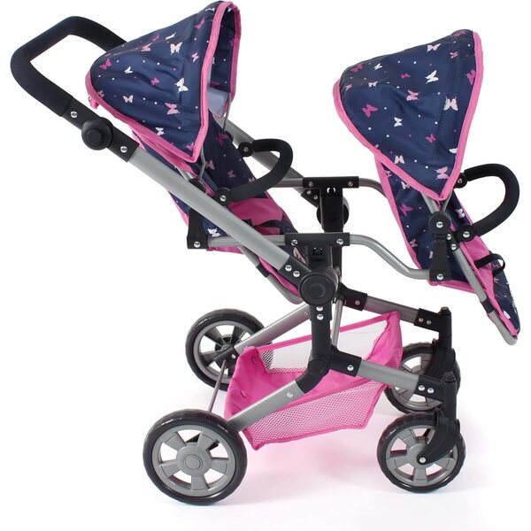 Bayer Chic 2000 Linus Duo Butterfly Navy Pink Zwillingspuppenwagen