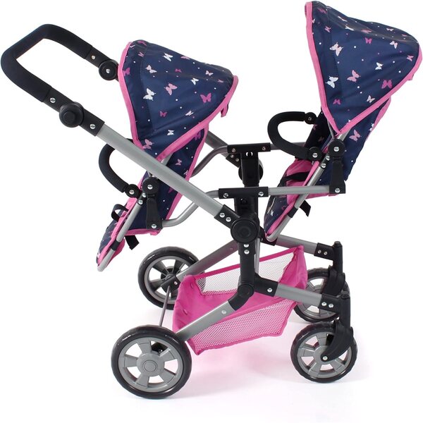 Bayer Chic 2000 Linus Duo Butterfly Navy Pink Zwillingspuppenwagen