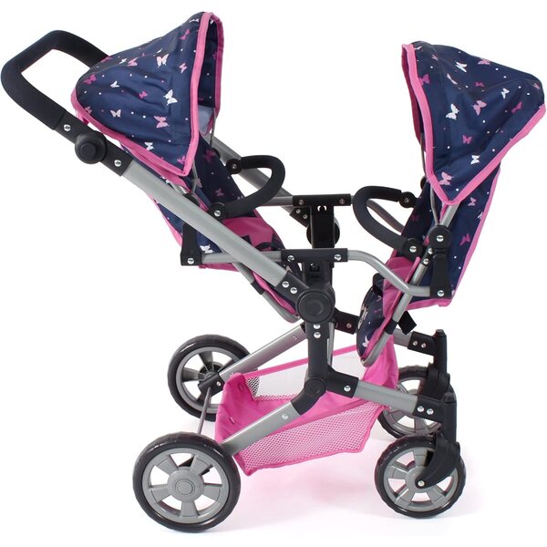 Bayer Chic 2000 Linus Duo Butterfly Navy Pink Zwillingspuppenwagen