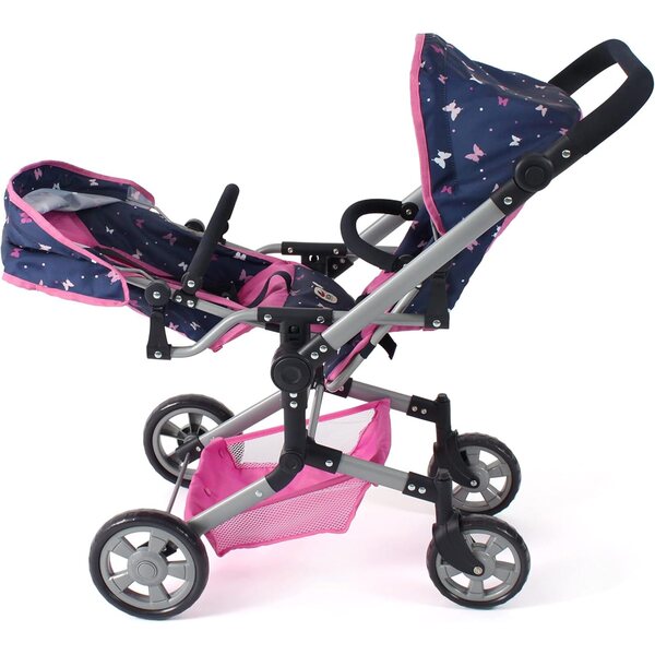 Bayer Chic 2000 Linus Duo Butterfly Navy Pink Zwillingspuppenwagen