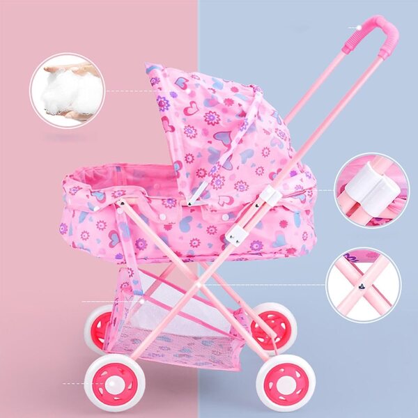 Puppenwagen für Puppen mit stabilem Rahmen und weichem Stoff – realistisches Spielzeug für Kinder