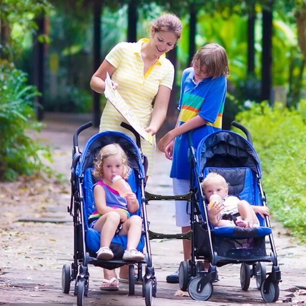 Connettore Passeggino Doppio Regolabile per Due Bambini - Clip di Sicurezza Facile da Usare