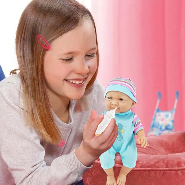 Ergonomischer faltbarer Puppenwagen mit Puppe und Zubehör, 25 cm