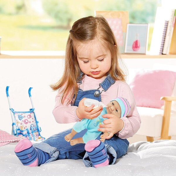 Ergonomischer faltbarer Puppenwagen mit Puppe und Zubehör, 25 cm