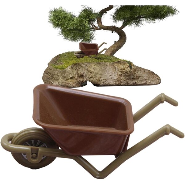 Carriola giocattolo miniatura verde in ABS per decorazioni e gioco creativo