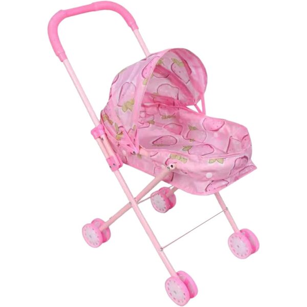 55 cm großer, faltbarer Puppenwagen mit verstellbarem Sonnenschutz zum Spielen drinnen und draußen