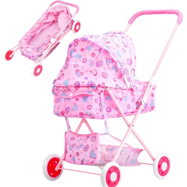 Rosa oder blauer Spielzeugkinderwagen für Kinder mit widerstandsfähigem Rahmen und realistischem Design