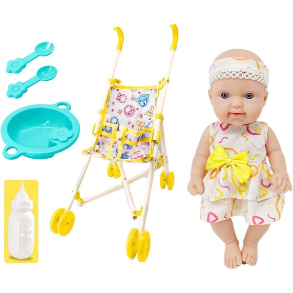 Kinderwagenset für 10''-Puppen mit Zubehör für realistisches und kreatives Kinderspiel