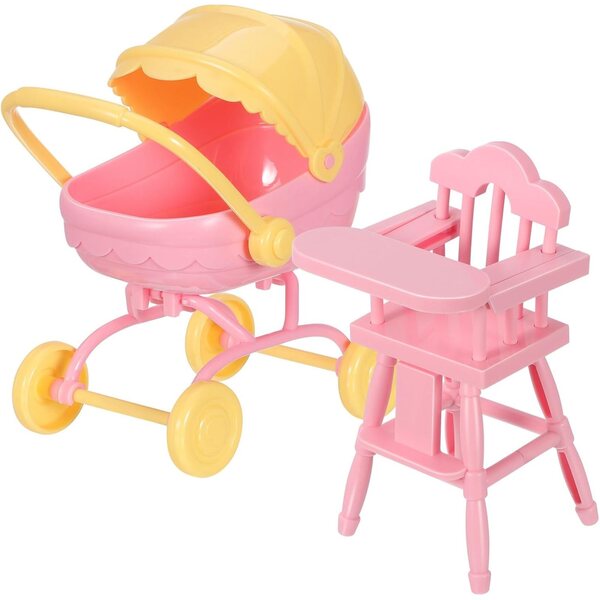 Leichter Puppenspielzeug-Kinderwagen aus ABS mit Rädern und realistischem Design