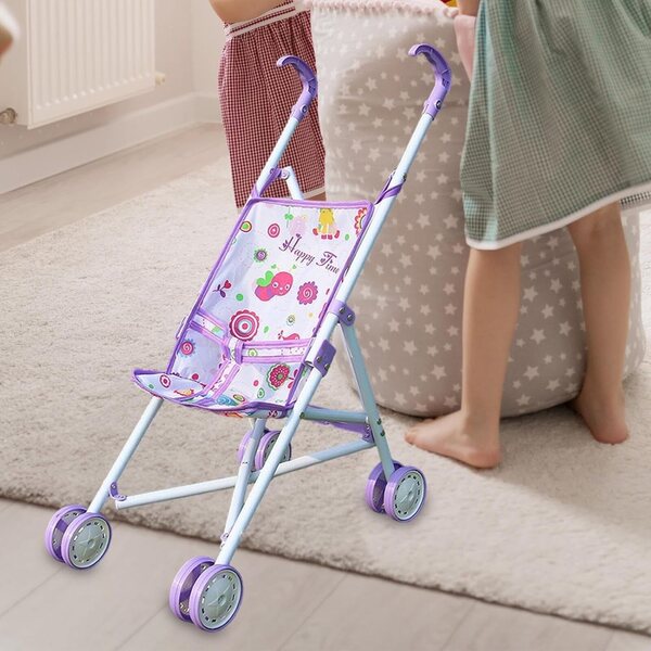 Zusammenklappbarer Spielzeug-Kinderwagen für Almencla-Puppen, Lila, 22 x 38,5 x 54 cm
