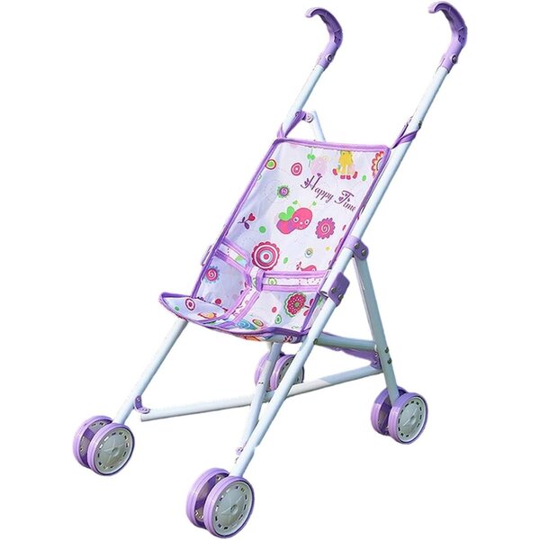 Zusammenklappbarer Spielzeug-Kinderwagen für Almencla-Puppen, Lila, 22 x 38,5 x 54 cm