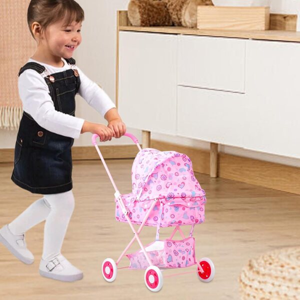 Geräumiger und realistischer Puppenspielzeug-Kinderwagen mit verstellbarem Griff