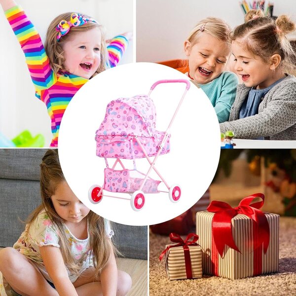 Geräumiger und realistischer Puppenspielzeug-Kinderwagen mit verstellbarem Griff