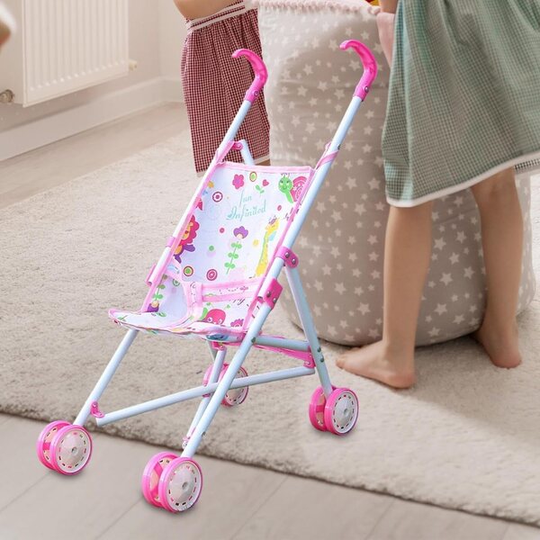Passeggino Giocattolo Pieghevole per Bambole Rosso - Design Stabile e Materiali Durevoli