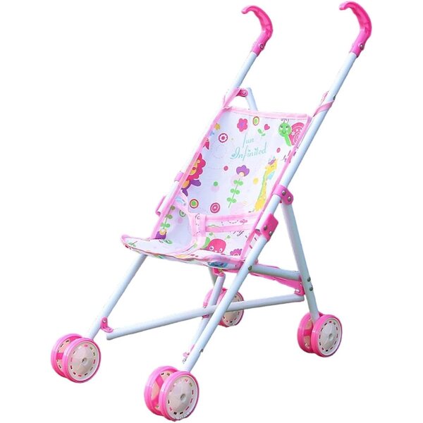 Passeggino Giocattolo Pieghevole per Bambole Rosso - Design Stabile e Materiali Durevoli