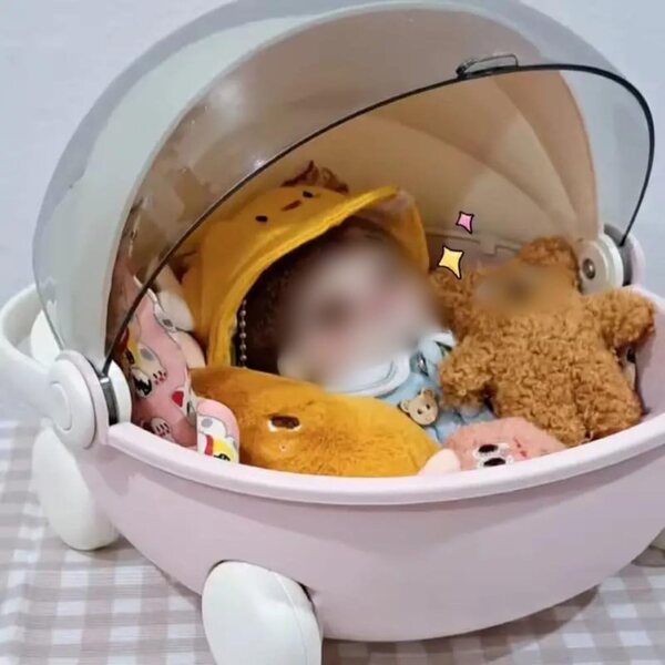 Contenitore per passeggino con cuscino in peluche, sicuro e multifunzionale