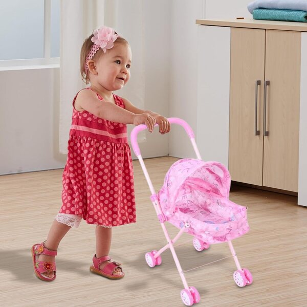 Passeggino per Bambole Pieghevole con Tenda | Giocattolo Educativo per Bambini
