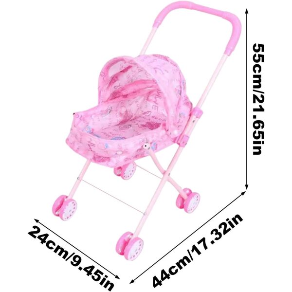Passeggino per Bambole Pieghevole con Tenda | Giocattolo Educativo per Bambini
