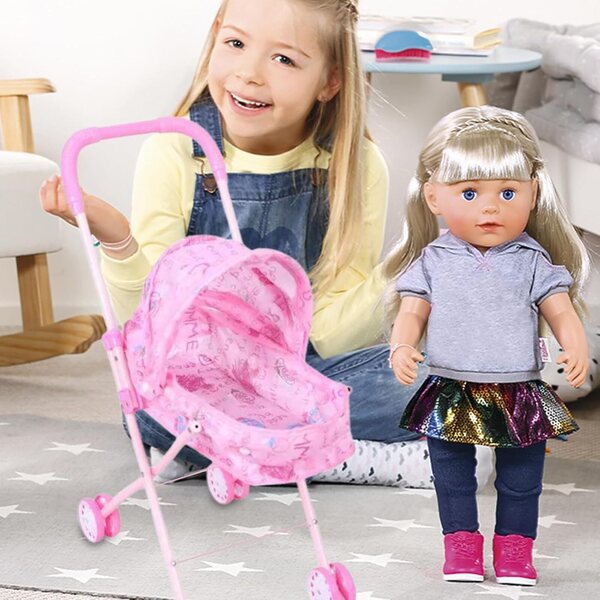 Pädagogischer Puppenwagen mit verstellbarem Zelt – Rollenspiel für Kinder