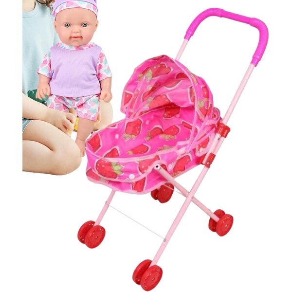 Passeggino Giocattolo Regolabile con Tenda Pieghevole per Bambine - Indoor e Outdoor